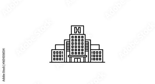 Hospital building isolated on white background, a place for medical care