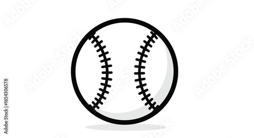 Baseball with black stitches isolated on white background for sports equipment
