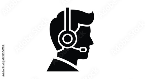 Customer service agent with headset isolated on white background