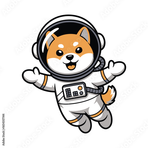 Cute shiba inu astronaut cartoon