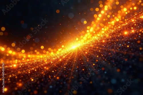Dynamic streaks of glittering yellow & orange, high contrast, dynamic, power