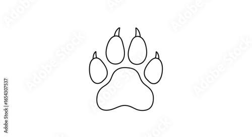 Paw print illustration isolated on white background representing animal tracks