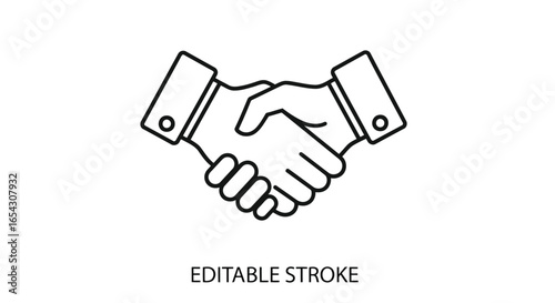 Handshake line icon representing business agreement isolated on white background