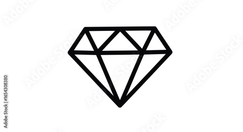Diamond illustration, a precious gem with brilliant cut isolated on white background
