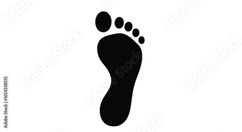 Footprint illustration, a human foot impression on the ground isolated on white background