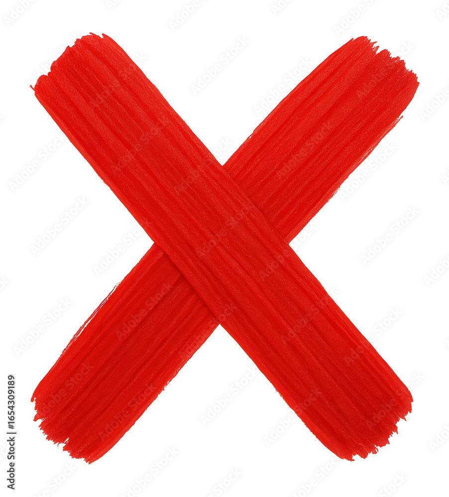 Obraz premium Hand-drawn red X sign.