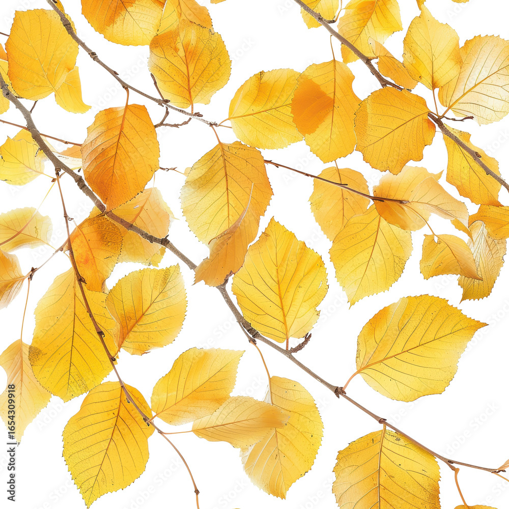 Obraz premium Autumn leaves on branches view