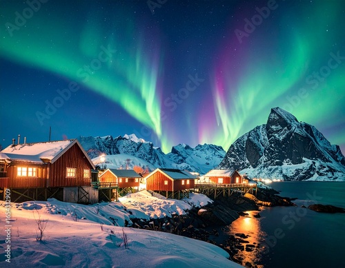 Winter landscape of a village in northern Russia