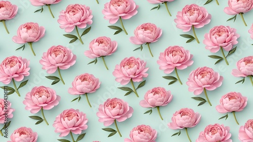 Pretty Pink Peonies Floral Pattern Background