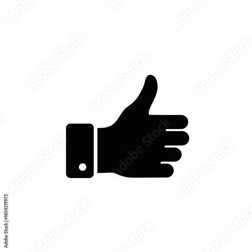 Black Solid Thumbs Up Hand Gesture Icon.