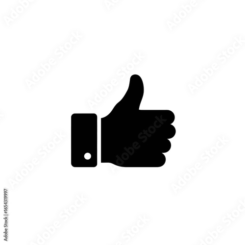 Black Thumbs Up Hand Gesture Icon.
