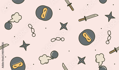 Cute ninja pattern background vector design