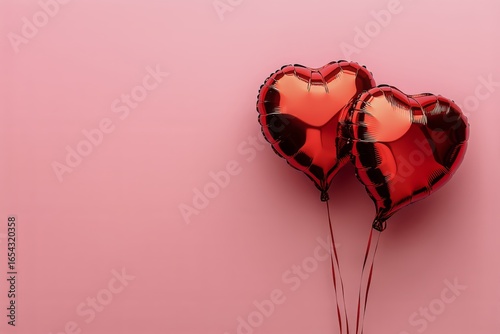 Heart-shaped Balloons Floating Against a Pink Background for a Festive Surprise