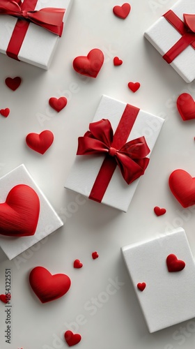 Decorative Gifts and Heart Shapes Create a Romantic Atmosphere for Celebration.