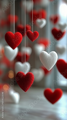 Hanging Felt Hearts Create a Festive Atmosphere for a Celebration or Decoration