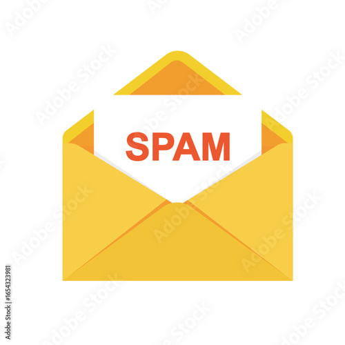Spam Email Icon in Yellow Envelope – Digital Communication Concept