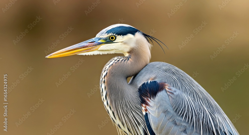 Fototapeta premium Elegant Great Blue Heron Telephoto Portrait with Natural Light