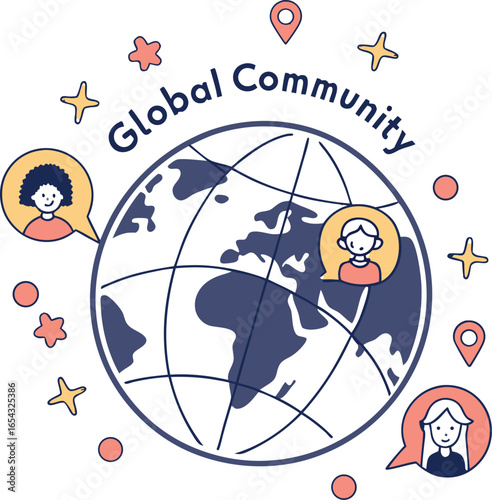 Cartoon vector illustration of children holding a world map and globe