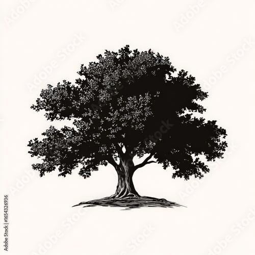 an oak tree - simple logo design on white background