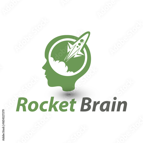 Rocket Brain Logo Innovative Thinking and Launching Ideas with a Creative Mind