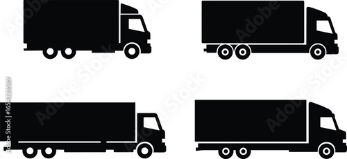 Cargo truck vector illustration, logistics transport vehicle design, delivery freight shipping truck silhouette, commercial heavy duty transportation icon, professional trucking industry graphic