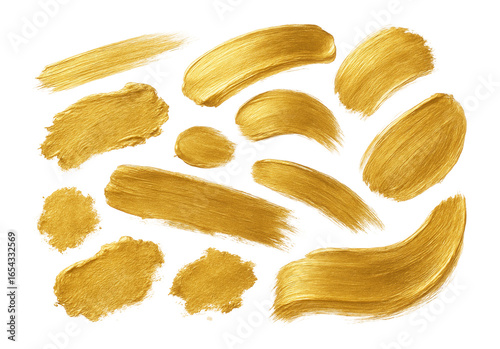 Hand-drawn golden brush strokes and stains.