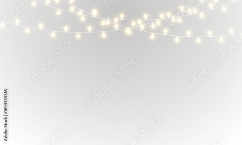PNG decorative chain with blue light and green garland on white background in festive style for carnival or marketing card featuring ribbon illustration and colourful holiday motif