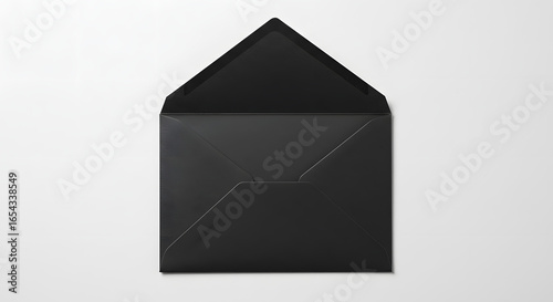 Sophisticated black envelope with a modern aesthetic conveying professionalism and minimalistic design for invitations