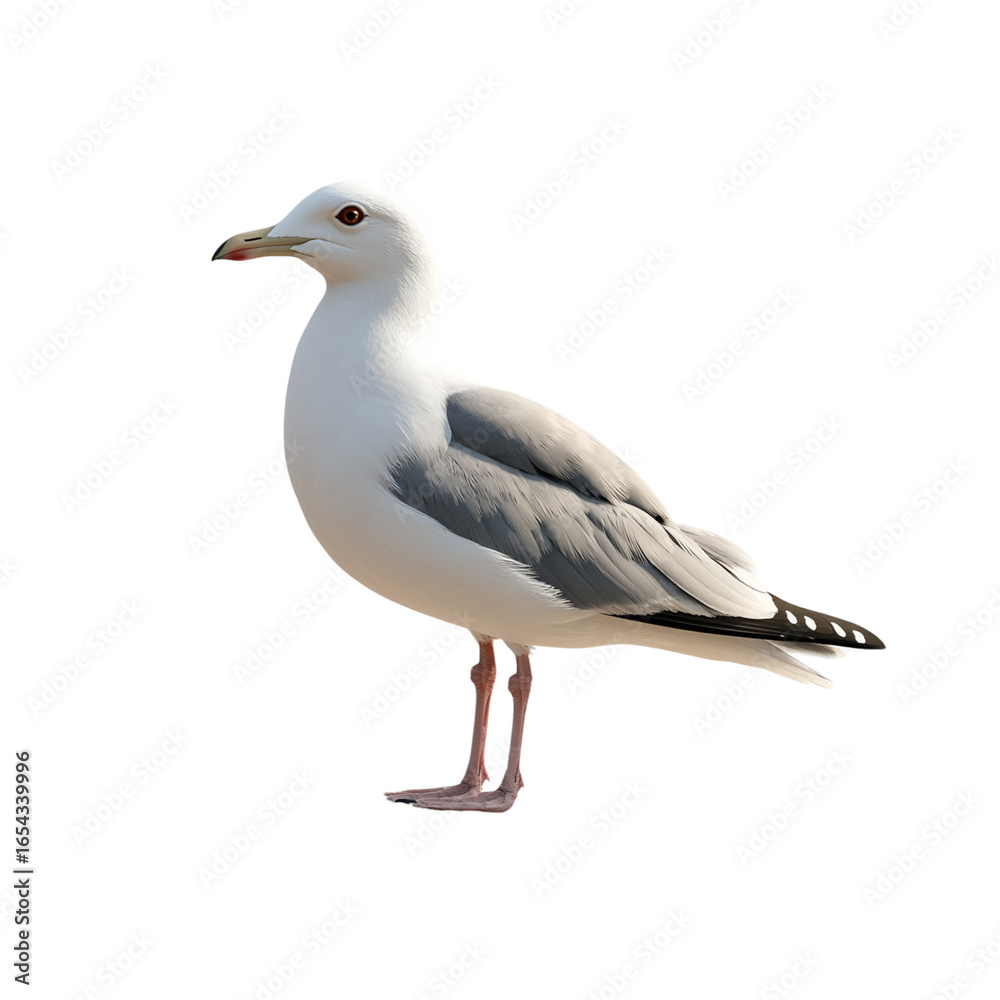 Fototapeta premium Standing Seagull Isolated on Blank Background