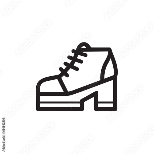 An outline icon of a platform boot or shoe with laces.
