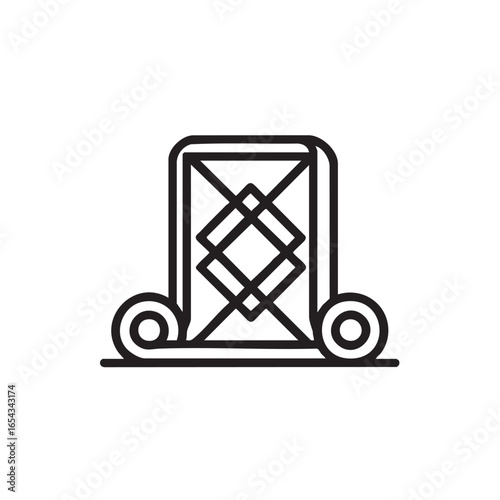 A black outline drawing of a classical column capital.