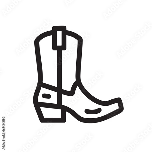 A black outline drawing of a cowboy boot.