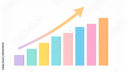Flat design colorful pastel bar chart with upward arrow as modern infographic element for business presentation Free Download Flat design colorful pastel bar chart with upward arrow as modern infographic element for business presentation - GFXLoad