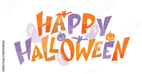Happy Halloween set - Trick or treat – funny cute  hand drawn doodle lettering label, t-shirt design, mug print, sticker print.