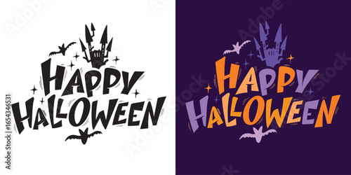 Happy Halloween set - Trick or treat – funny cute  hand drawn doodle lettering label, t-shirt design, mug print, sticker print.
