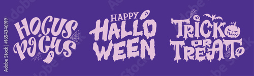 Happy Halloween set - Trick or treat – funny cute  hand drawn doodle lettering label, t-shirt design, mug print, sticker print.