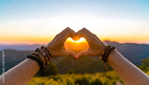 Sunset Heart Hands: Hope, Love, and Nature