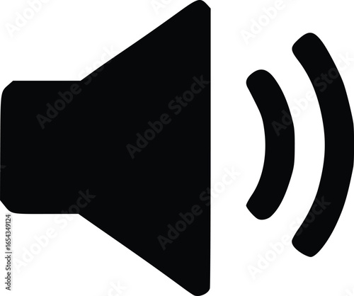 Black sound icon with speaker and sound waves.
