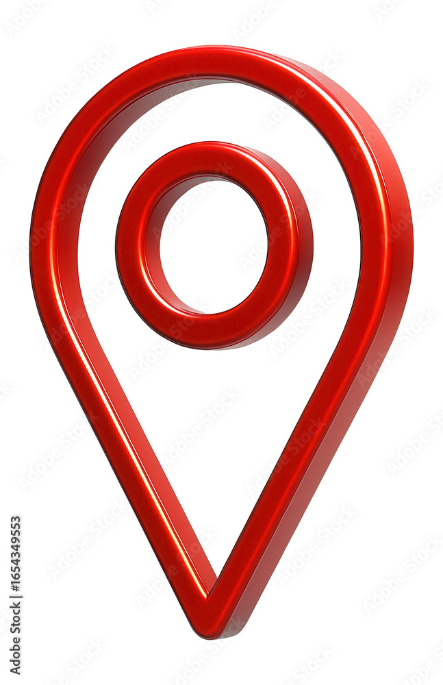 Fototapeta premium Linear style red location pin with circle icon.