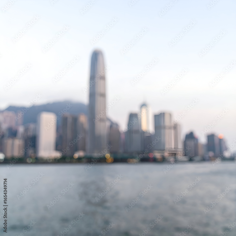 Fototapeta premium Blurry City Skyline at Dawn