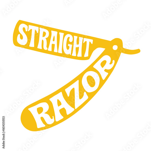Straight razor illustration in yellow color with playful typography  
