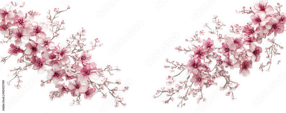 Obraz premium Cherry blossom branches isolated on transparent background