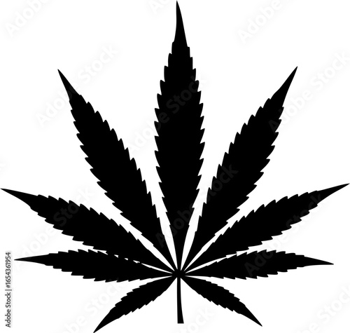 Marijuana leaf silhouette, Marijuana cannabis hemp leaf vector icon isolated on a white background
