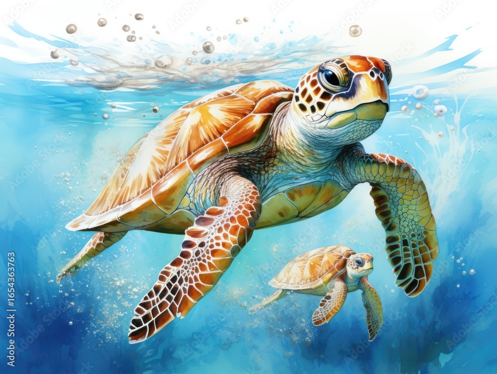 Fototapeta premium turtle swimming in the water