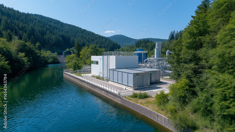 Fototapeta premium Green Hydrogen Production Utilizing Excess Hydroelectric Capacity