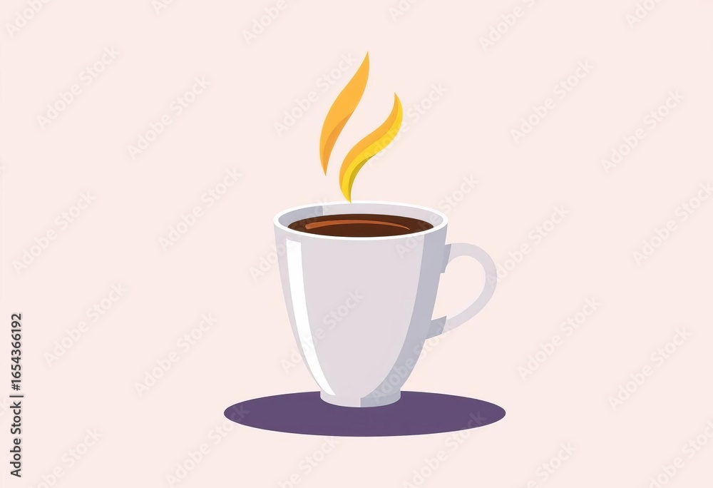 Obraz premium Flat illustration of a hot coffee cup icon, perfect for web design, minimalist, beverage
