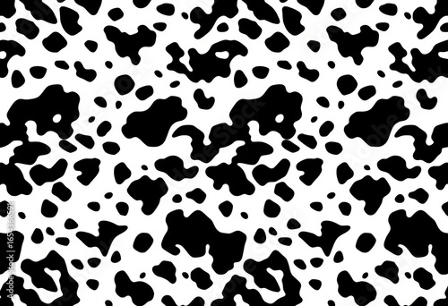 Seamless vector cow print pattern in black and white, illustration, style