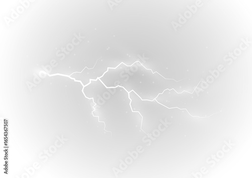 PNG realistic lightning bolt with bright flare and electric spark on dark sky featuring thunderstorm energy flash blue glow powerful nature strike and transparent background for abstract design
