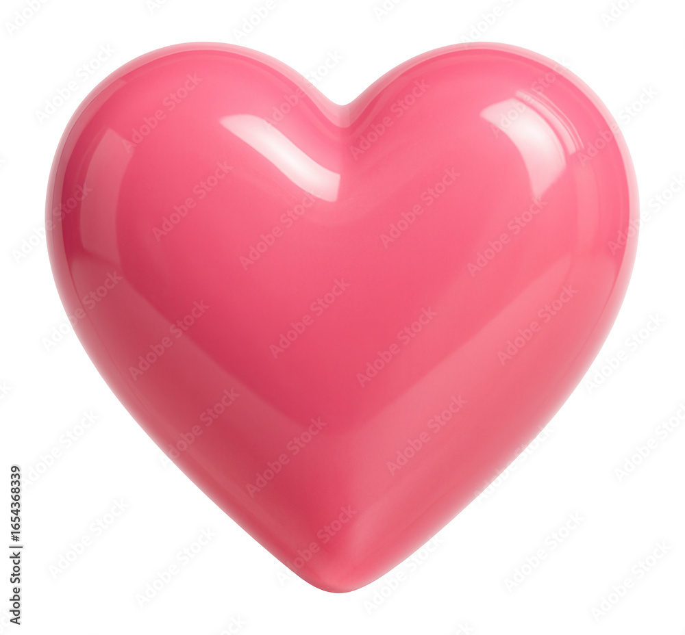 Pink heart with glossy, shiny surface and glass-like reflections. Pink heart with glossy, shiny surface and glass-like reflections.