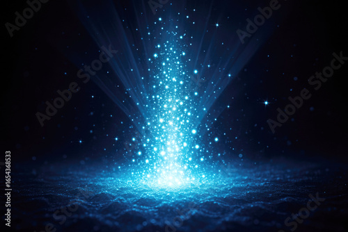 Wallpaper Mural Glowing Blue Particles Erupting Upwards from Textured Surface with Light Rays abstract background Torontodigital.ca